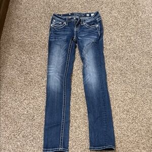 Miss Me Girls Dark Blue Faded Skinny Jeans